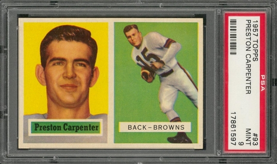 1957 Topps Football #93 Preston Carpenter – PSA MINT 9